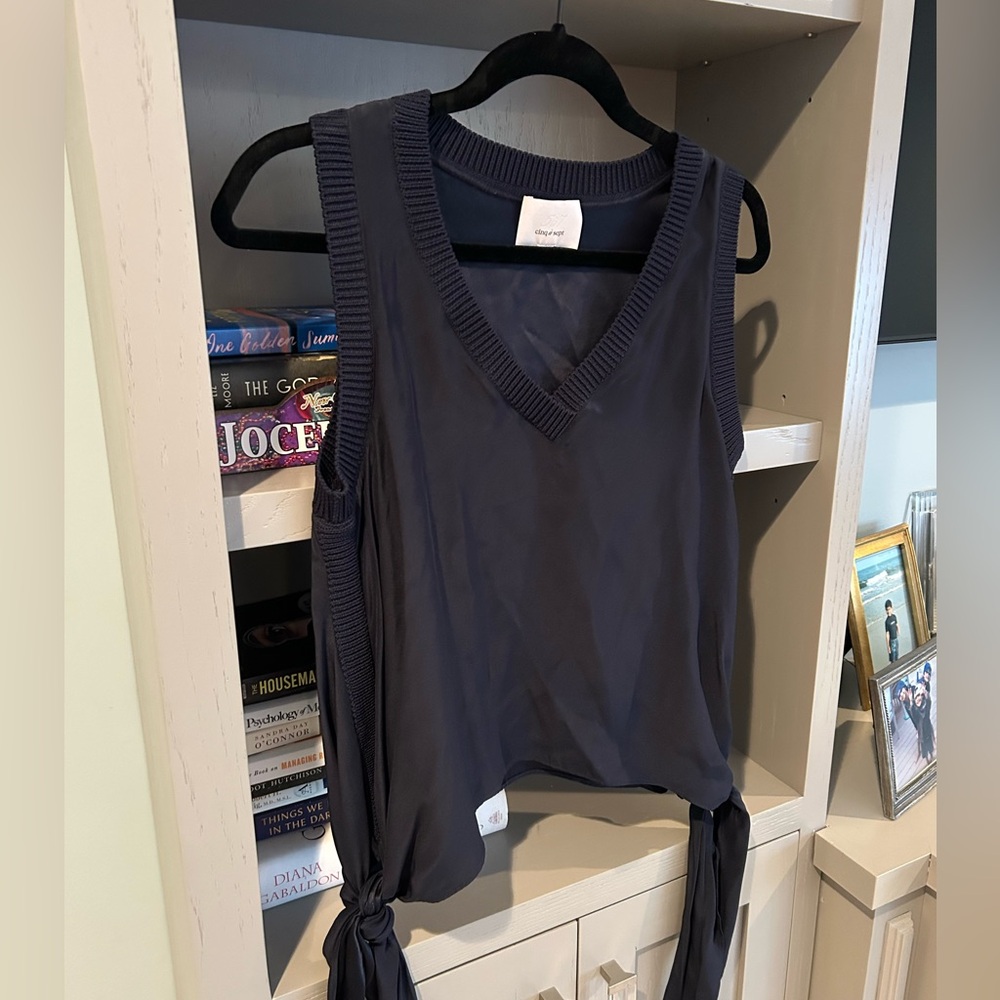 Cinq a Sept Black Sleeveless Tank Top with Side Ties
